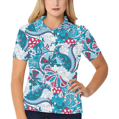 Funky Retro Pattern Print Design A05 Women's Polo Shirt