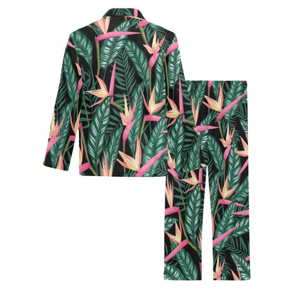 Bird Of Paradise Pattern Print Design BOP03 Men's Long Pajama Set