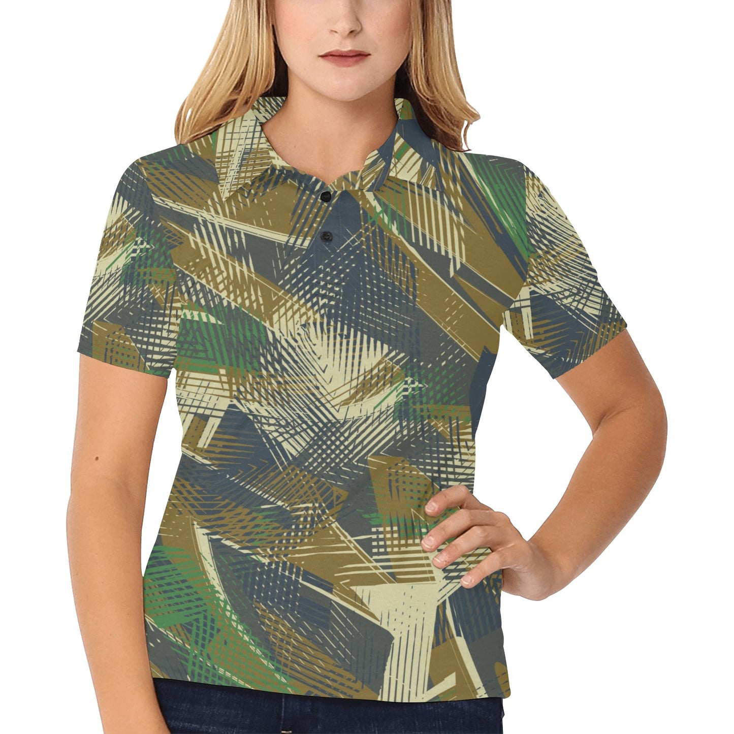 Military Camouflage Pattern Print Design 01 Women's Polo Shirt