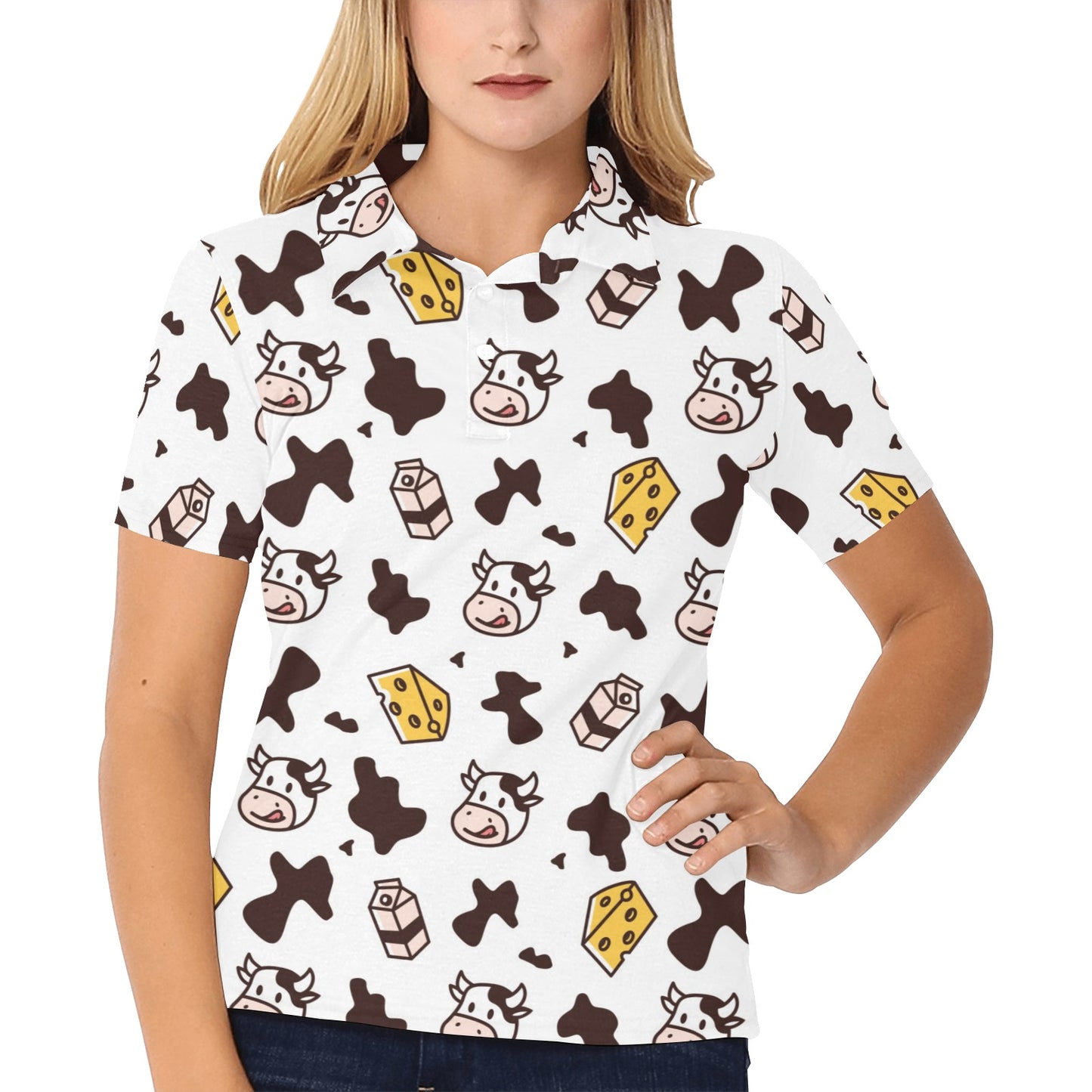 Cow Pattern Print Design 06 Women's Polo Shirt