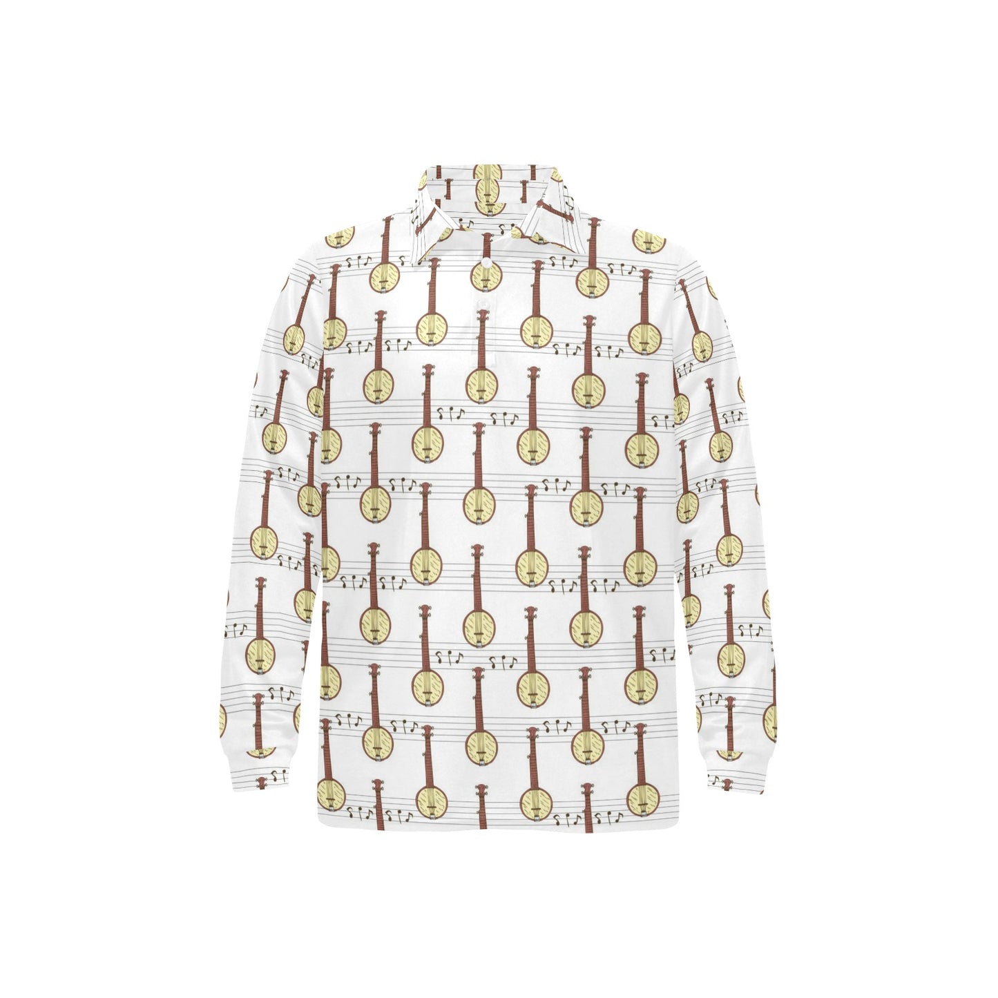 Banjo Print Design LKS402 Long Sleeve Polo Shirt For Men's