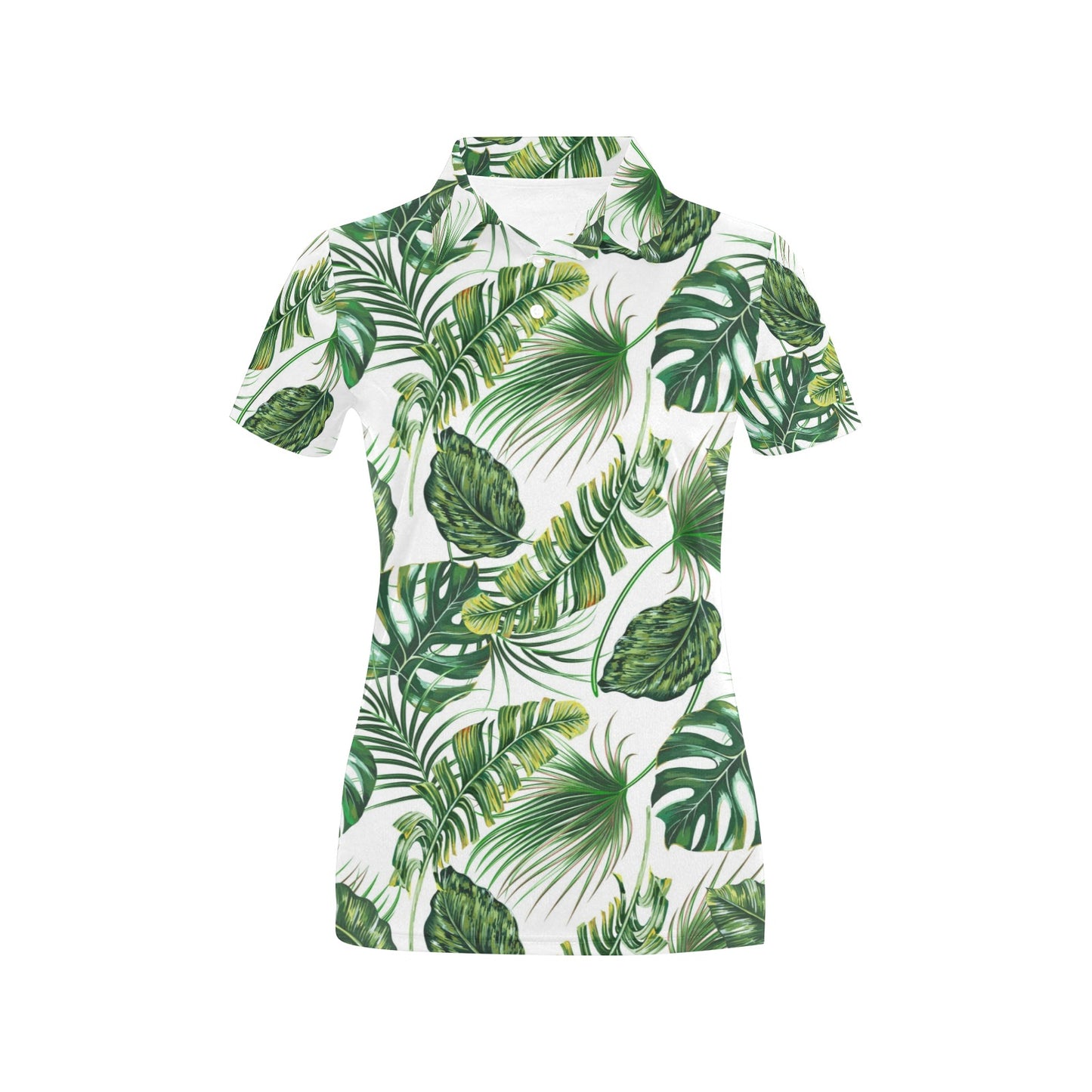 Green Neon Tropical Palm Leaves Women's Polo Shirt