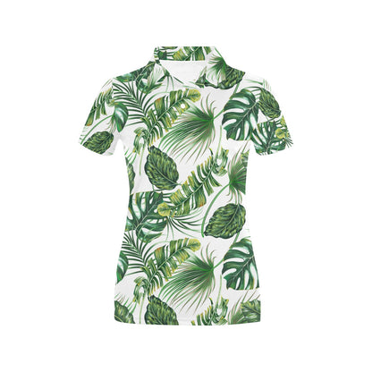 Green Neon Tropical Palm Leaves Women's Polo Shirt