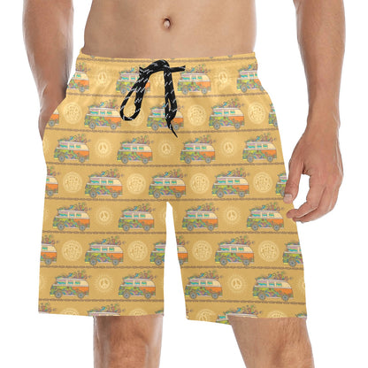 Hippie Van Print Design LKS304 Men's Swim Trunks Beach Shorts