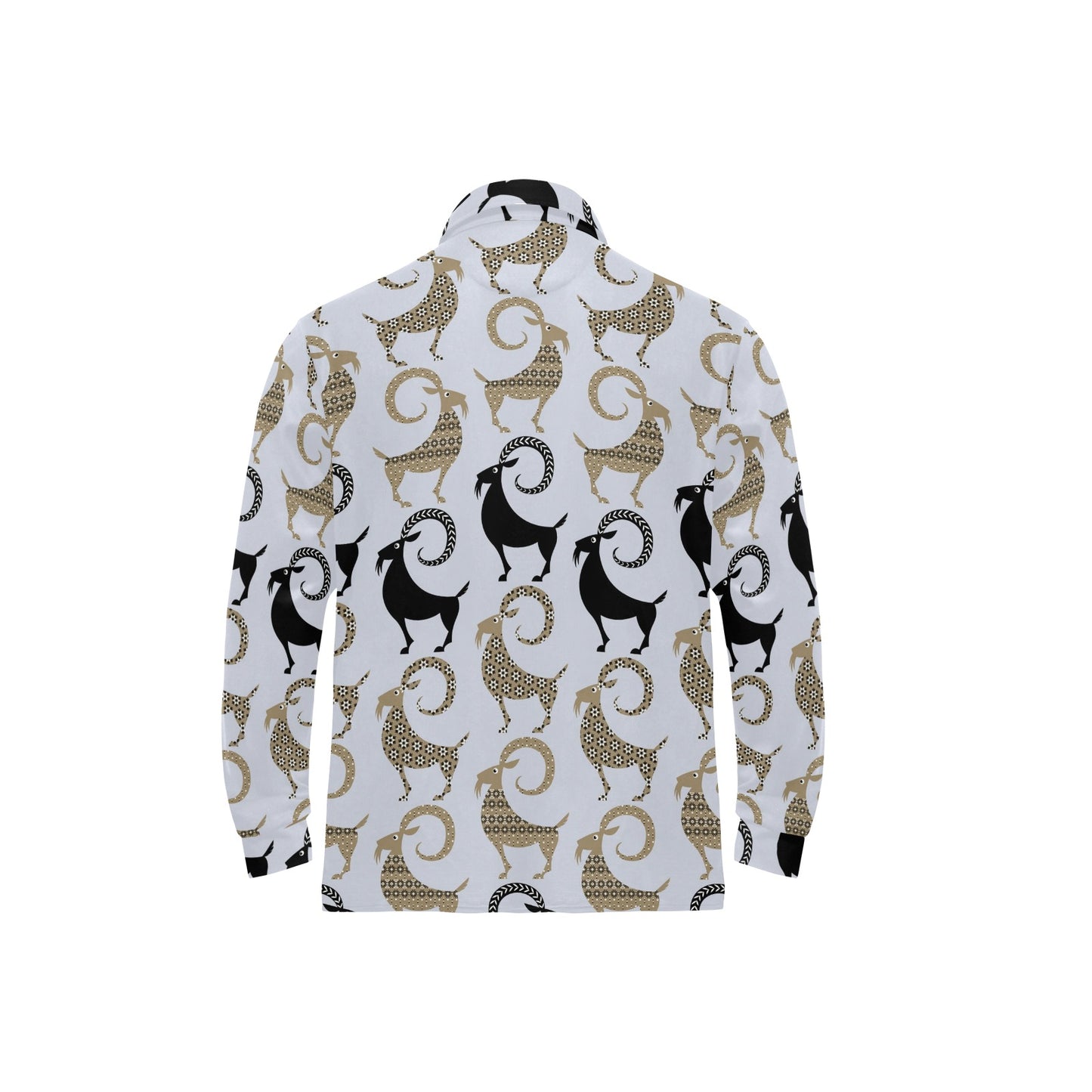 Goat Pattern Print Design 03 Long Sleeve Polo Shirt For Men's