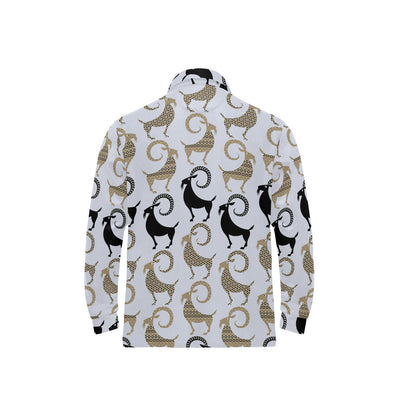 Goat Pattern Print Design 03 Long Sleeve Polo Shirt For Men's