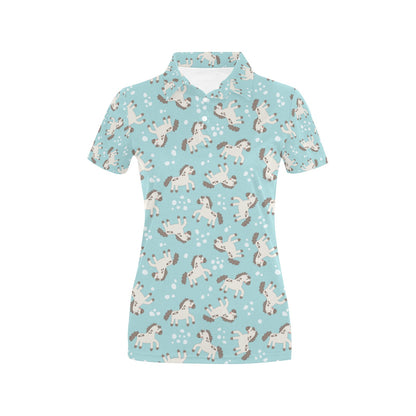 Horse Cute Print Design LKS306 Women's Polo Shirt