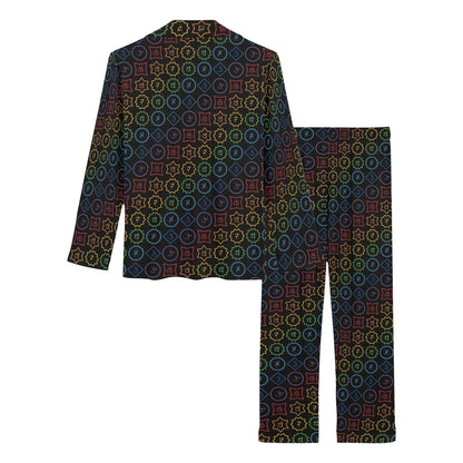Chakra Colorful Symbol Pattern Women's Long Pajama Set