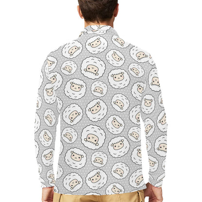 Sheep Print Design LKS401 Long Sleeve Polo Shirt For Men's
