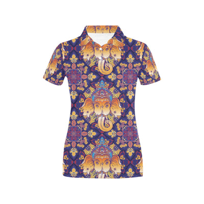 Ganesha Pattern Print Design 01 Women's Polo Shirt