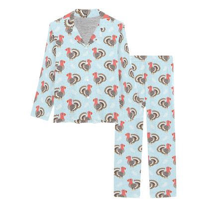 Turkey Print Design LKS403 Women's Long Pajama Set