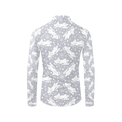 Snowmobile Print Design LKS302 Men's Long Sleeve Dress Shirt