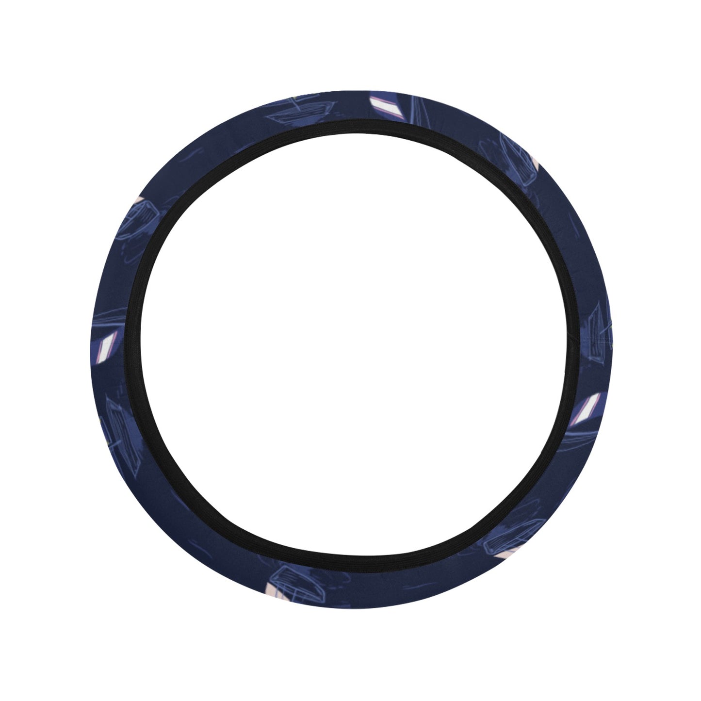 Sailboat Print Design LKS305 Steering Wheel Cover with Elastic Edge