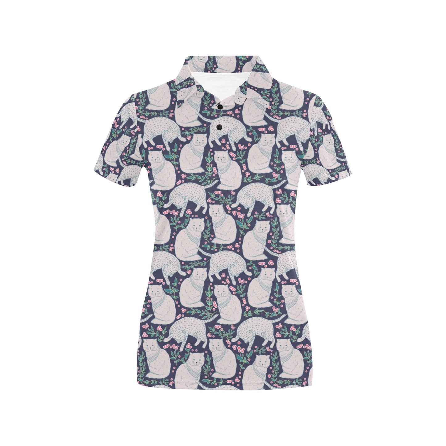 Cat Pattern Print Design 06 Women's Polo Shirt