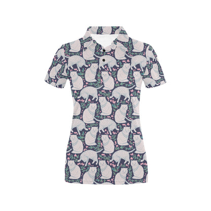 Cat Pattern Print Design 06 Women's Polo Shirt