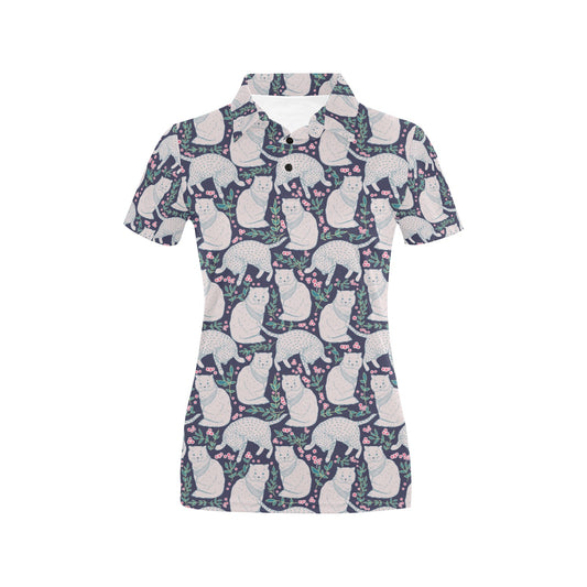 Cat Pattern Print Design 06 Women's Polo Shirt
