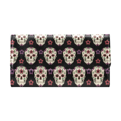 Sugar Skull Print Design LKS304 Women's Trifold Wallet
