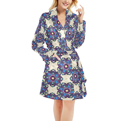 lotus Boho Pattern Print Design LO08 Women's Fleece Robe