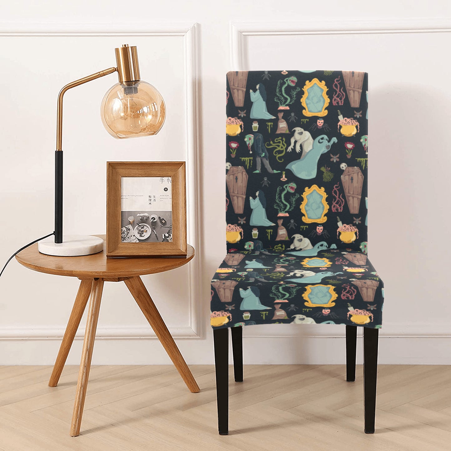 Creepy Print Design LKS303 Dining Chair Slipcover