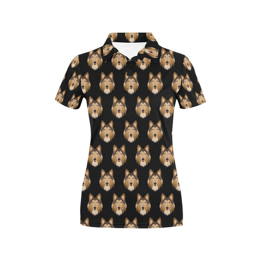 Collies Pattern Print Design 01 Women's Polo Shirt