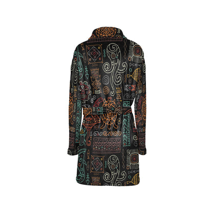 Polynesian Pattern Print Design A04 Women's Fleece Robe
