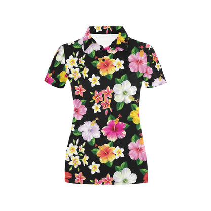Hibiscus Pattern Print Design HB025 Women's Polo Shirt