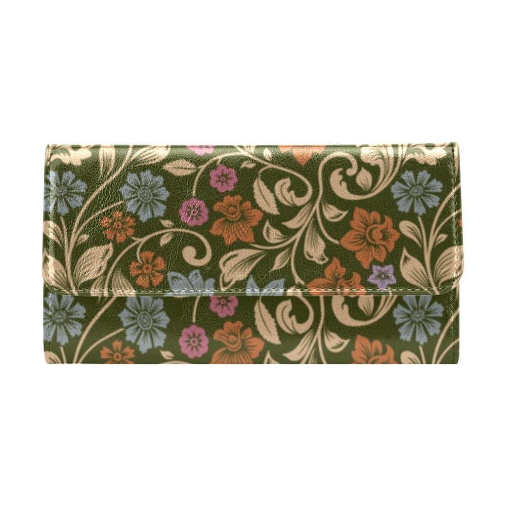 Floral Vintage Print Pattern Women's Trifold Wallet