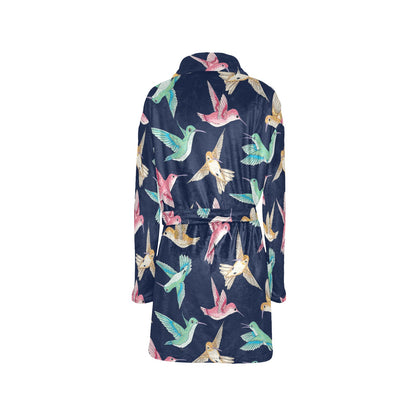 Hummingbird Cute Pattern Print Design 01 Women's Fleece Robe