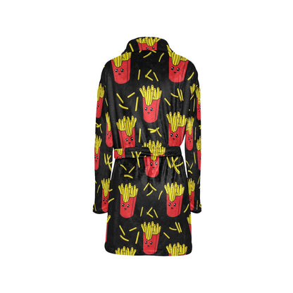 French Fried Pattern Print Design 03 Women's Fleece Robe