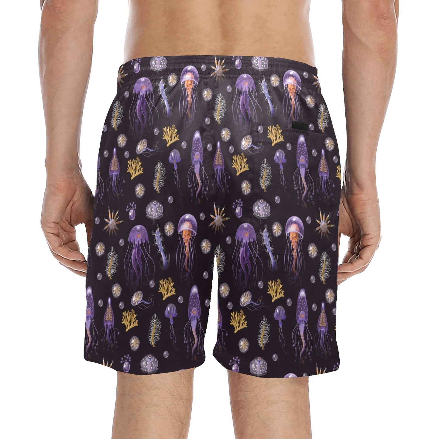 Seaweed With Jelly Fish Print Design LKS305 Men's Swim Trunks Beach Shorts