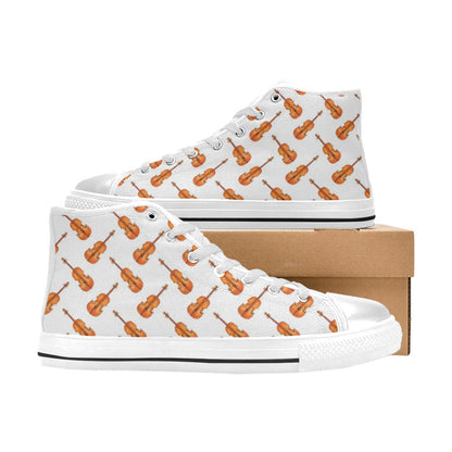 Violin Print Design LKS401 Men's High Top Canvas Shoes