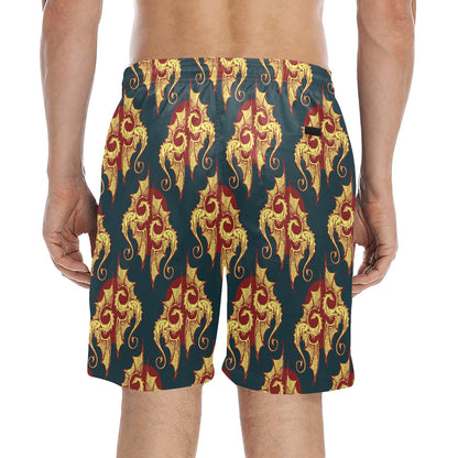 Dragons Gold Design Pattern Men's Swim Trunks Beach Shorts