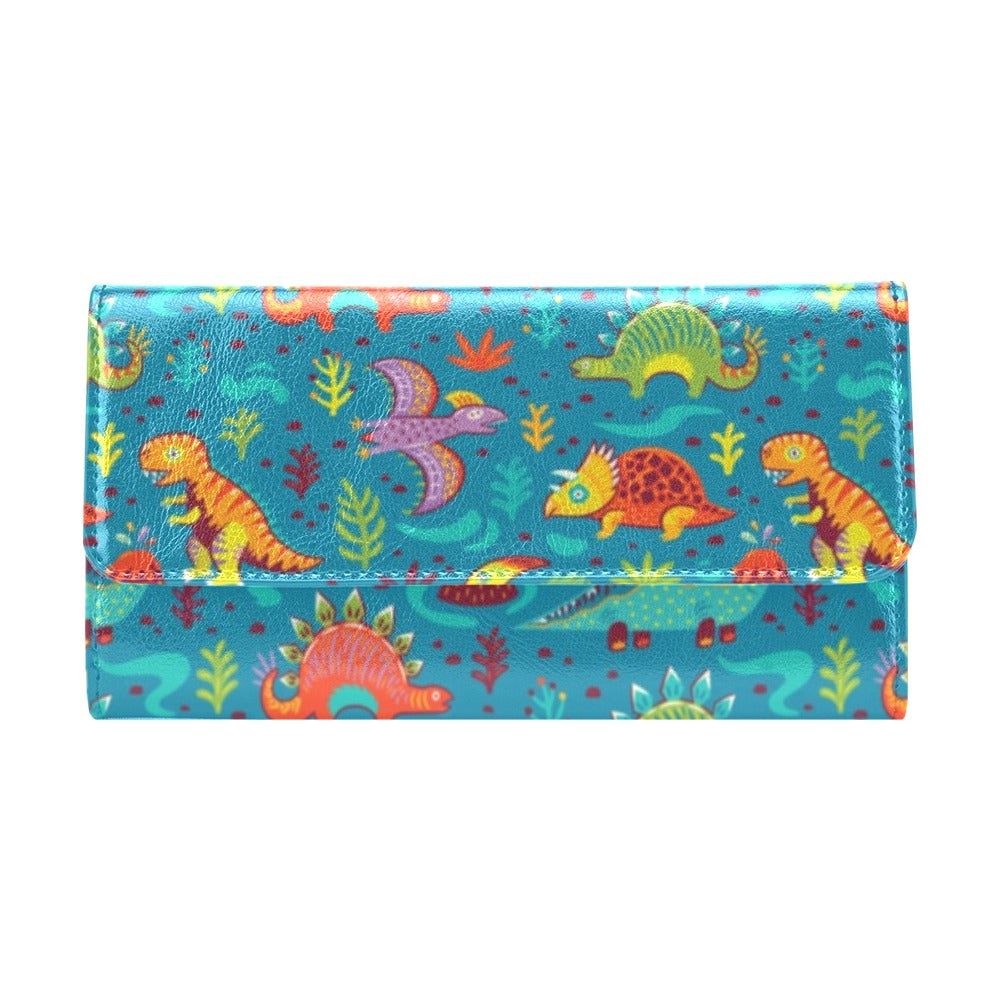 Dinosaur Cartoon Style Women's Trifold Wallet