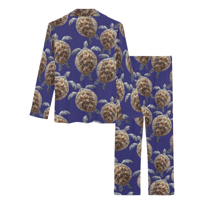 Sea Turtle Pattern Print Design T05 Women's Long Pajama Set