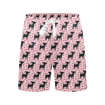 Chihuahua Pink Print Pattern Men's Swim Trunks Beach Shorts