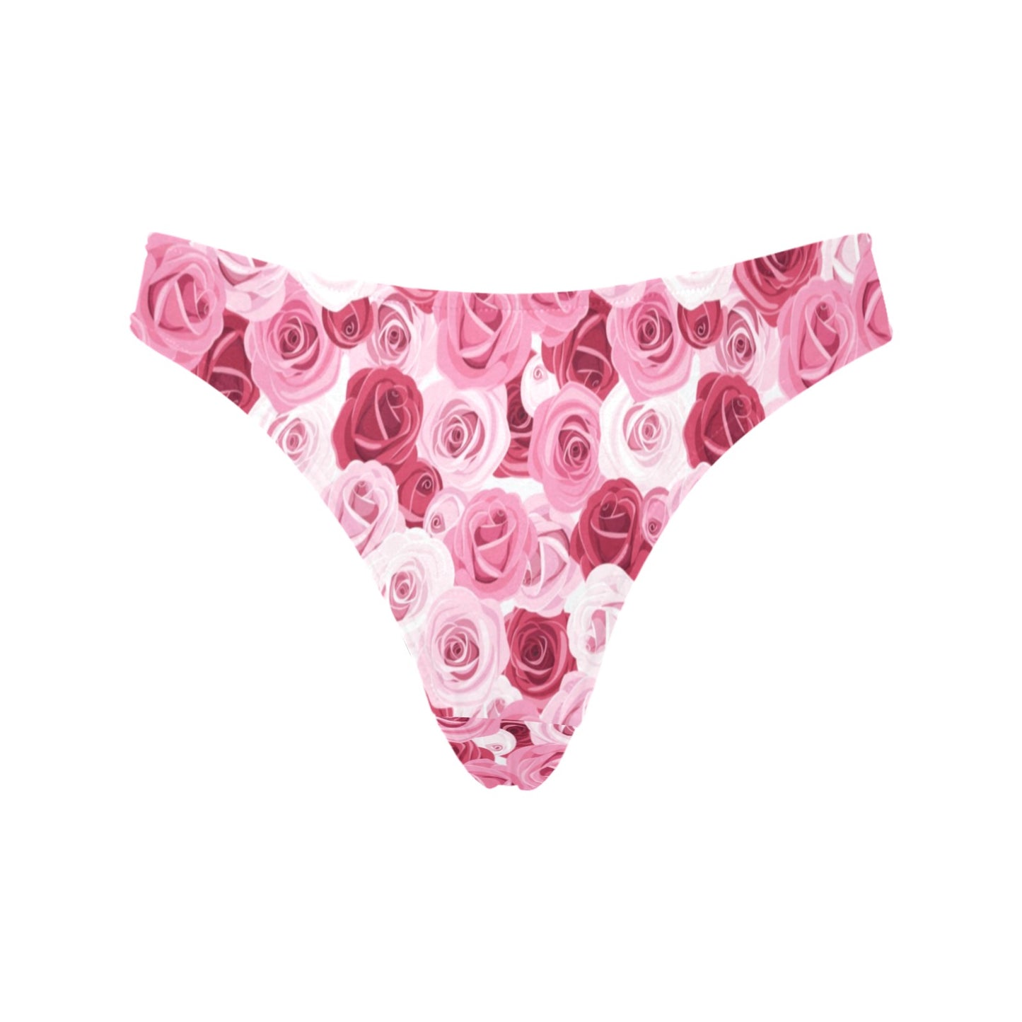Pink Red Rose Pattern Print Women's Thongs