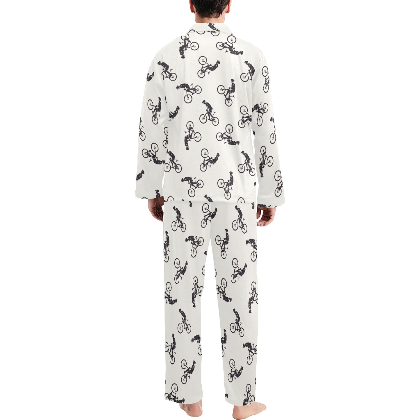 Mountain bike Pattern Print Design 01 Men's Long Pajama Set