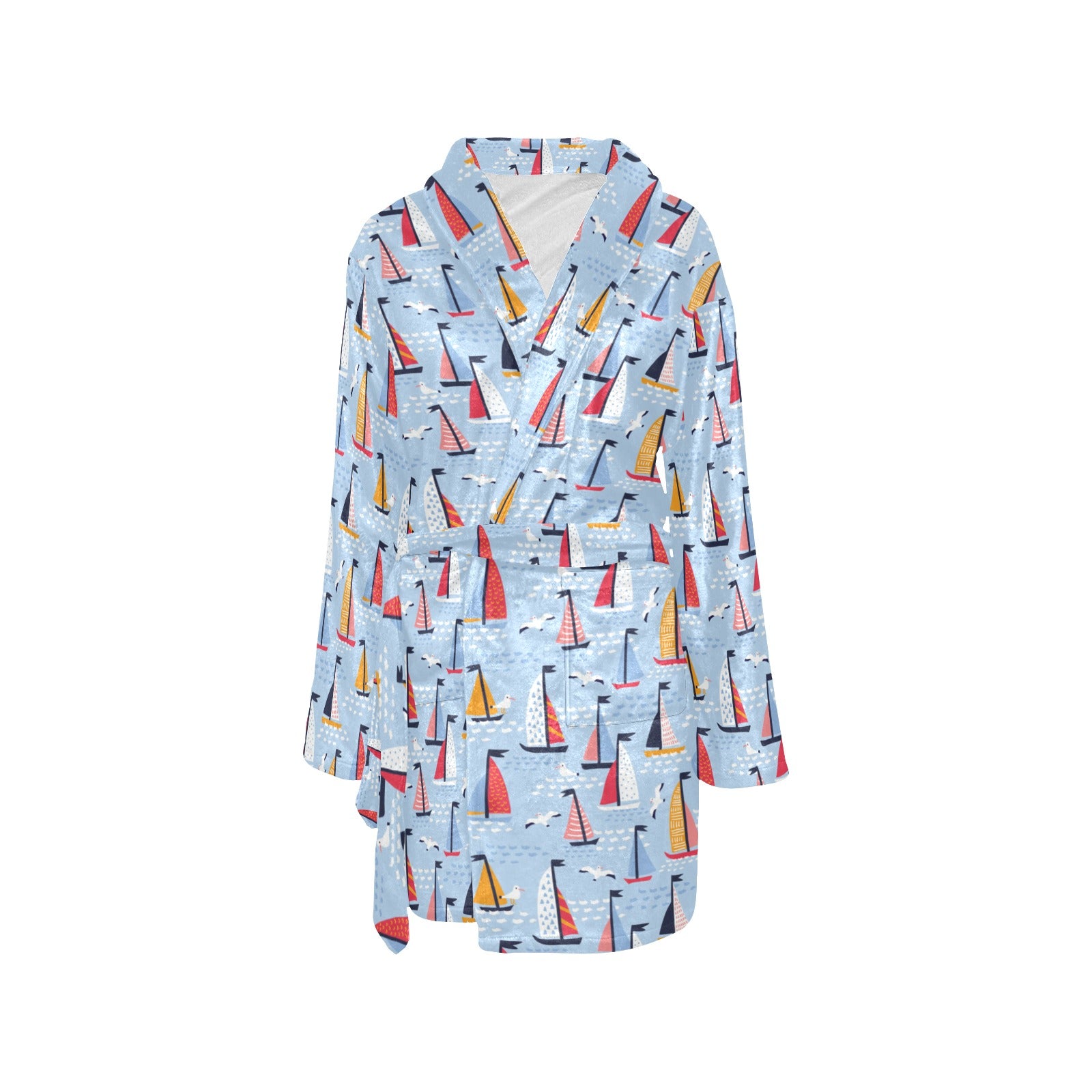 Sailboat Print Design LKS304 Women's Fleece Robe