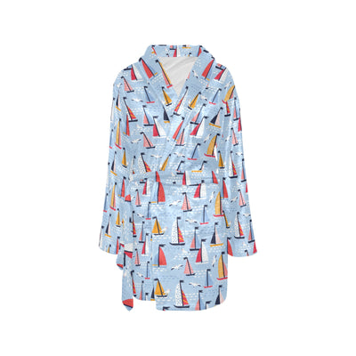 Sailboat Print Design LKS304 Women's Fleece Robe