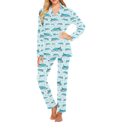 Snowmobile Print Design LKS301 Women's Long Pajama Set