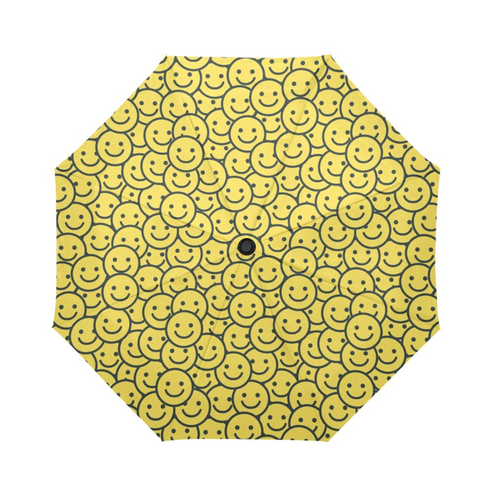 Smiley Face Emoji Print Design LKS302 Anti-UV Automatic Umbrella