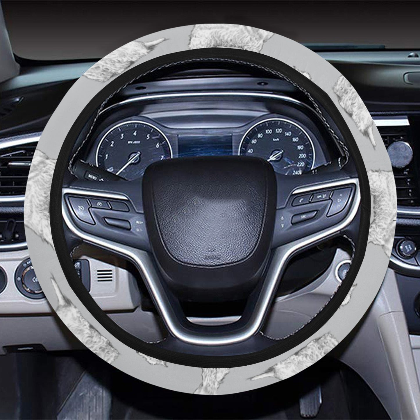 Scottish Terriers Print Design LKS3011 Steering Wheel Cover with Elastic Edge
