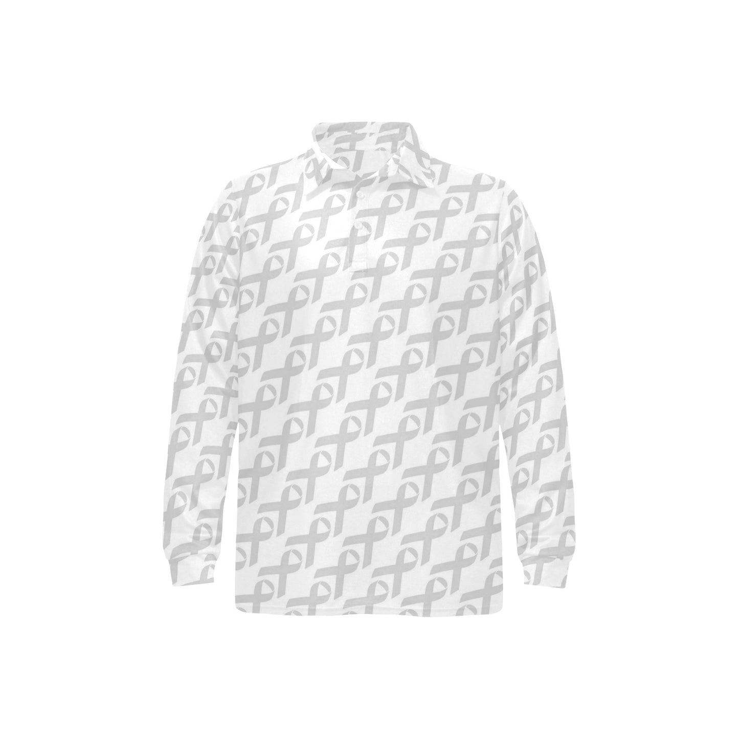 Brain cancer Pattern Print Design 02 Long Sleeve Polo Shirt For Men's