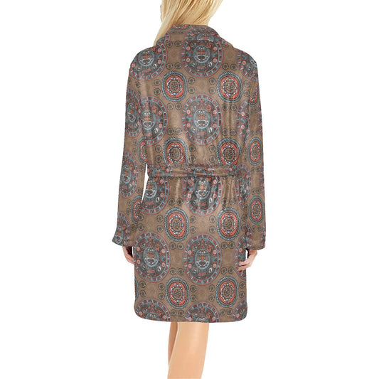 Calendar Aztec Design Print Pattern Women's Fleece Robe
