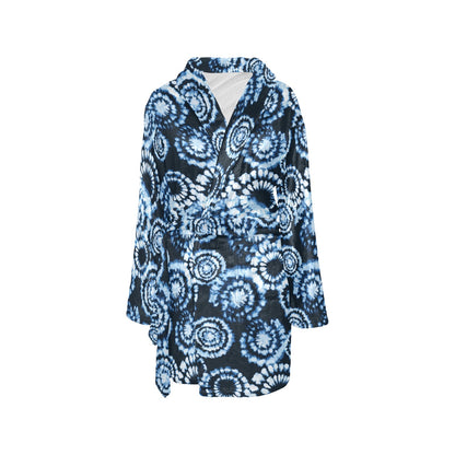 Tie Dye Dark Blue Print Design LKS306 Women's Fleece Robe