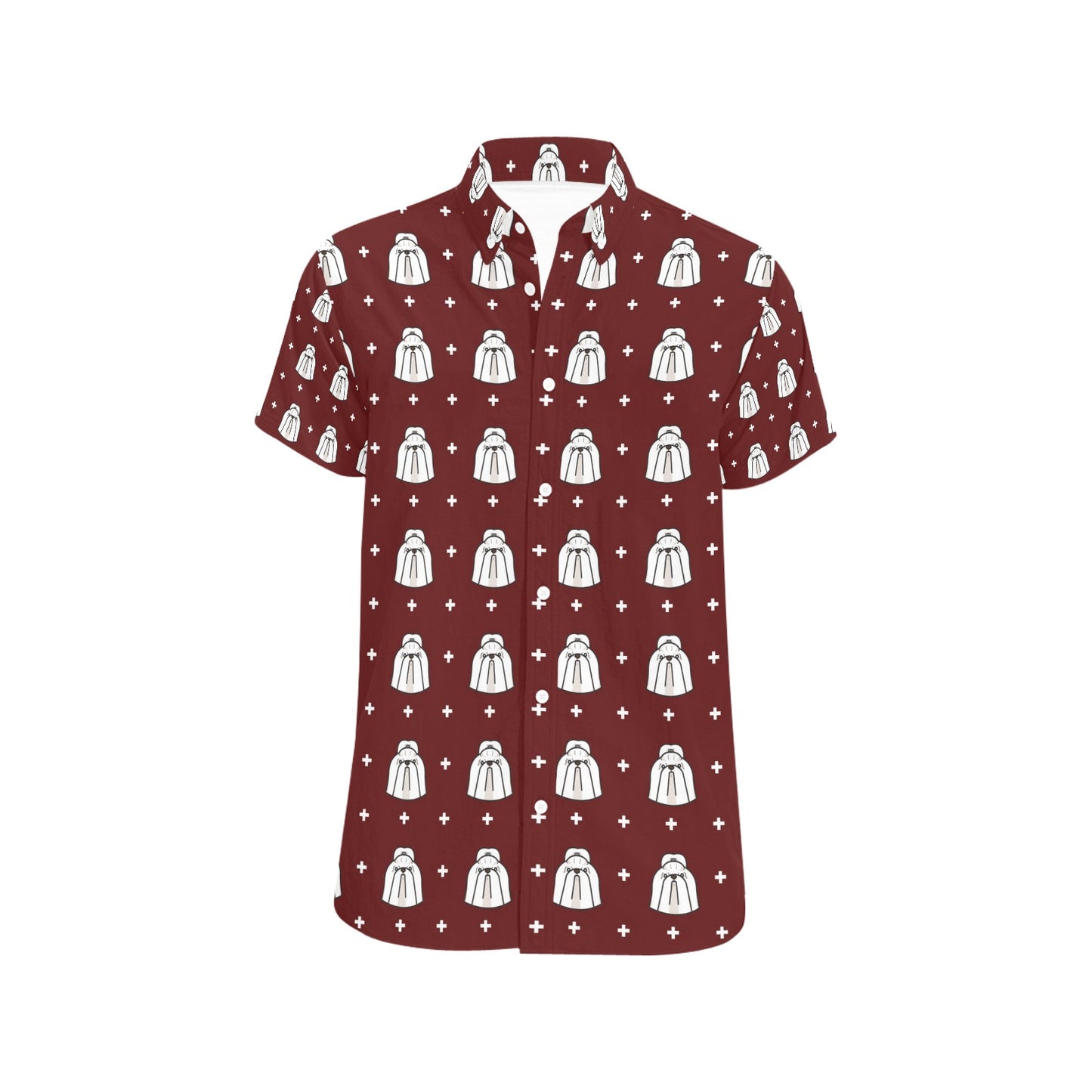 Shih Tzu Print Design LKS301 Men Short Sleeve Button Up Shirt
