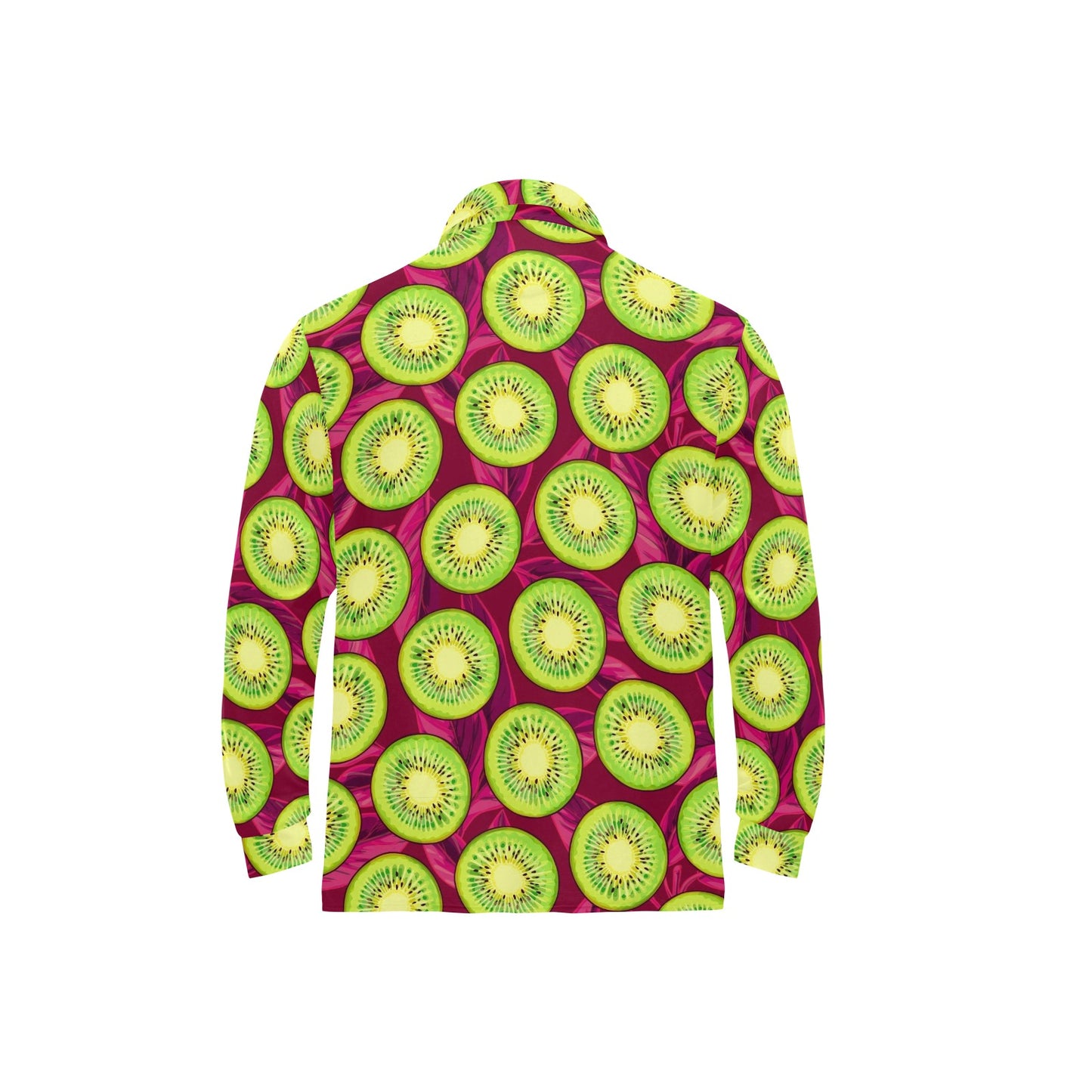 Kiwi Pattern Print Design KW05 Long Sleeve Polo Shirt For Men's
