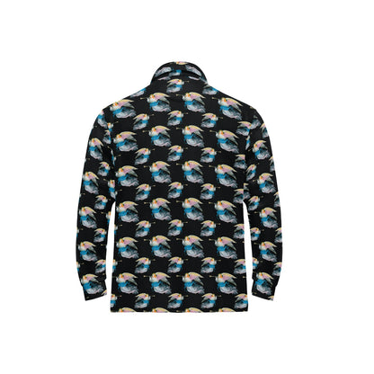 Angel with Wings Beautiful Design Print Long Sleeve Polo Shirt For Men's