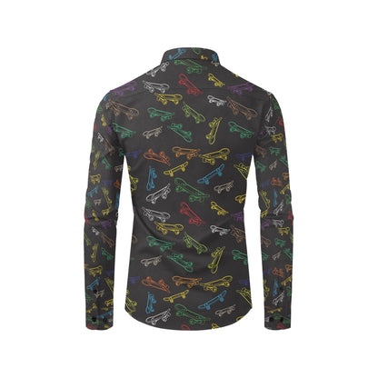 Skateboard Print Design LKS301 Men's Long Sleeve Dress Shirt