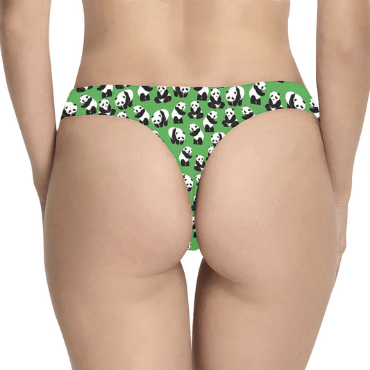 Panda Bear Pattern Themed Print Women's Thongs